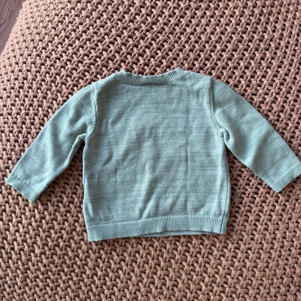 Carter’s Baby Sweater 12M Apple Embroidered Green Knit Pullover Fall Winter